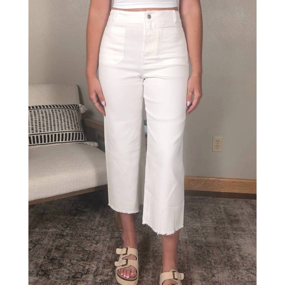 NEW EE:SOME crop wide leg pants in white